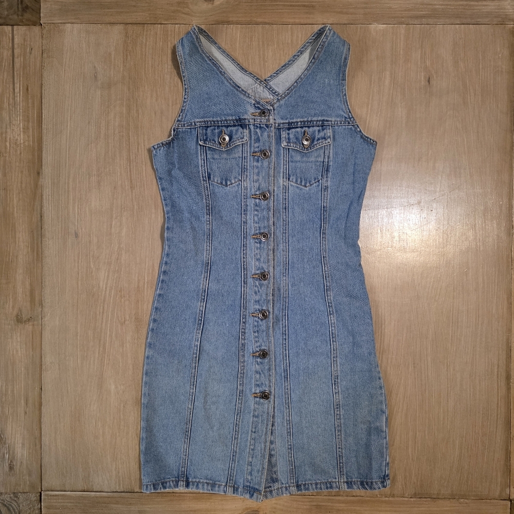 Vintage Unionbay Washed Denim Button-Front Dress – Size S
